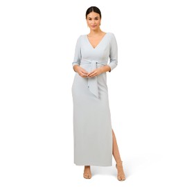 Adrianna Papell Women's Metallic Knit TIE Front Gown, Skyway