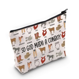 Western Makeup Bag Western Gifts for Women Western Cowgirl Stuff So God Made a Cowgirl Zipper Bag Religious Gift Farm Pouch (MB, God Made Cowgirl-PY2)