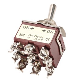Heavy Duty Rocker Toggle Switch, ON-ON 2 Position 3PDT 9 Pin Electrical Toggle Switch for Auto Car Home Appliance, 15A/250VAC, 10A/380VAC, Screw Terminals,Switching Power Supply