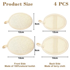 Belligern Natural Loofah Sponge 4 Pcs Exfoliating Sponge, Body Loofah Skin Bath Loofah, Loofah Bath Scrubs Loofahs for Women, Shower Body Exfoliator Scrubbing Pads for Men and Women