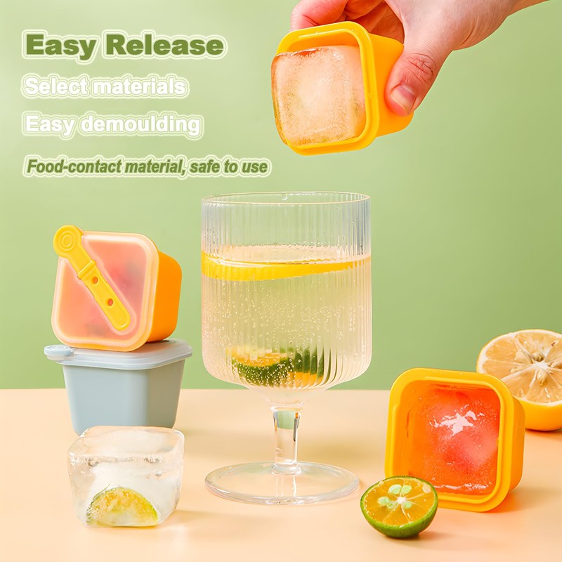 6Pcs Popsicle Mould,Ice Cube Mold with Lid and Reusable Popsicle