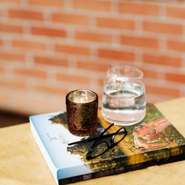 WGV Rustic Copper Vintage Primrose Votive Candle Holder 2.75" x 3.25"H, Mercury Emblem Glass Tealight Candleholder, Home Accent Décor, Wedding, 36 Pc