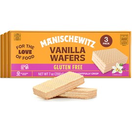Manishewitz Gluten Free Vanilla Wafers, 7oz (3 Pack) Crispy Wafer with Creamy Vanilla Filling | Dairy Free | Non GMO | Kosher (including Passover)