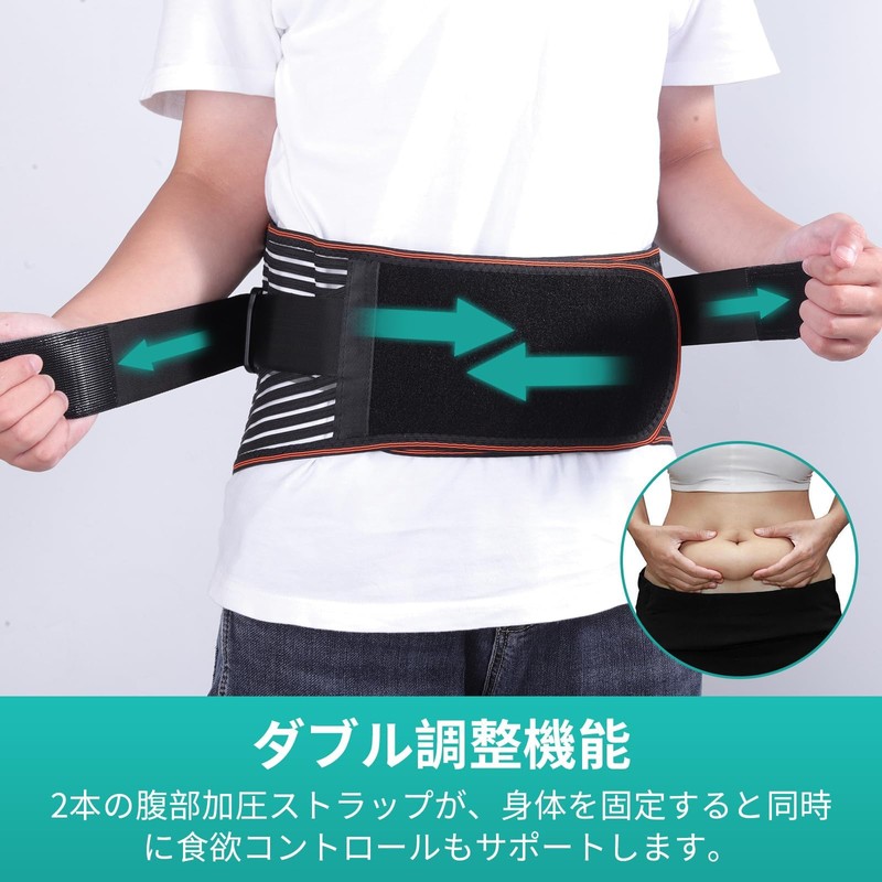 lefeke 腰 サポーター バンテリン加圧 腰コルセット 二重加圧式 調節可能 軽薄 腰椎ベルト メッシュ通気