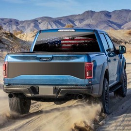 WILDLAVIE Rear Window Perforated Sticker American Flag Eagle Graphic Patriotic Decoration Vinyl Decal Size 66"x20" Fit Most Pickup Trucks SUV