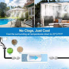 Misters for Outside Patio, Outdoor Water Misting Cooling System w Filter, 40FT|12M. Backyard Mist Kit for Garden, Greenhouse, Fan,Deck,Umbrella,Canopy,Pool,Porch,Trampoline,Park,BBQ Party Accessories