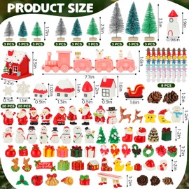 Wesiti 175 Pcs Christmas Miniature Figurines mini Santa Resin Christmas Village House Set Micro Landscape Ornaments Snowman Elk Xmas Miniature Figurines for Garden Accessories Dollhouse Decoration