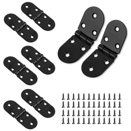 8 Pcs Folding Flip Hinges, 180 Degree Counter Flap Hinges for Wood Round Edge Small Door Hinge with Screws Metal Backflap Hinge for Furniture Cupboard, Black