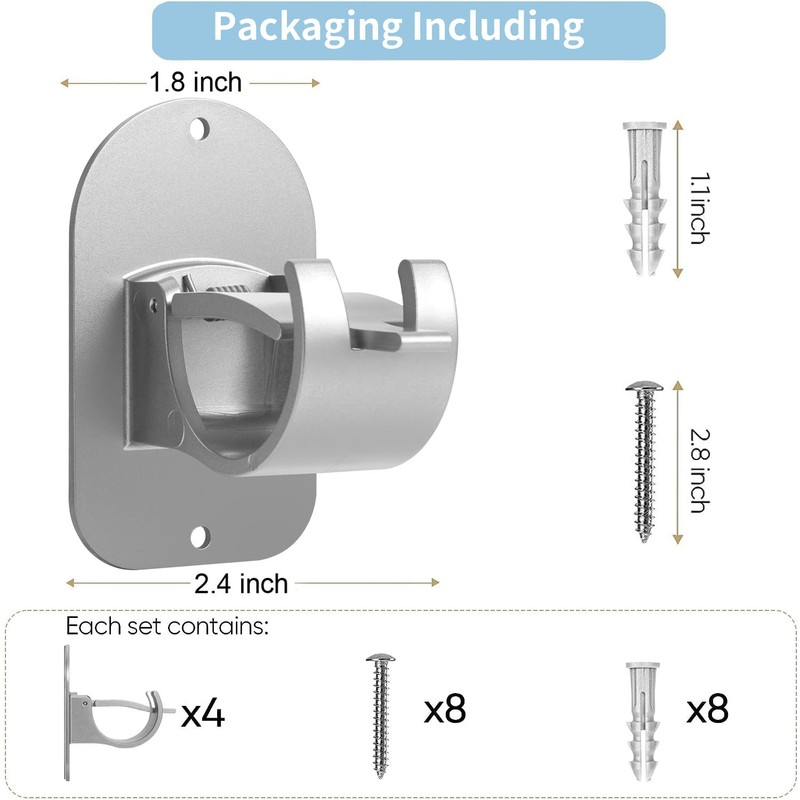 No Drill Curtain Rod Holder Hangers - Self Adhesive Hook