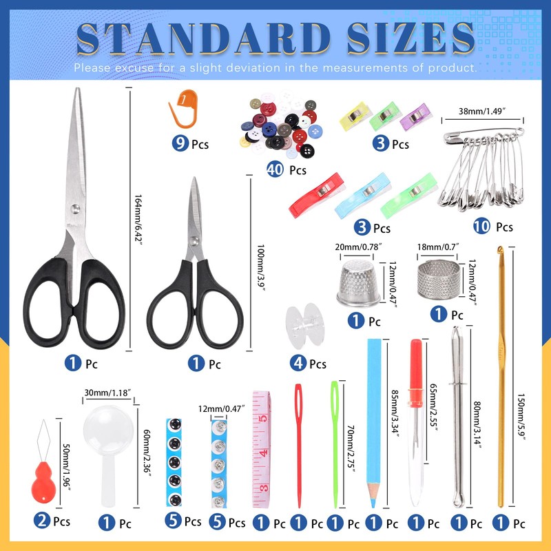 Glarks 215Pcs Sewing Kit, Multifunctional Sewing Supplies Repair Kit with