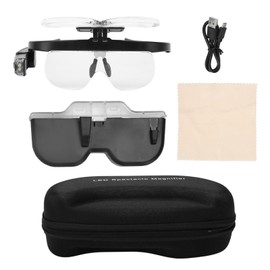 Rechargeable Head Magnifying Glasses with LED Light 2 Detachable Lenses Hands Free Head Mount Magnifier