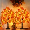 2 Pack 24 Inch Prelit Fall Maple Tree Decorations with