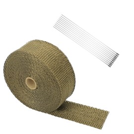 PARFCO Exhaust Heat Protection Tape Titanium Color Exhaust Bandage 50mm x 5m Motorcycle Exhaust Insulation with Cable Ties Heat Protection Tape for Car Motorcycle Exhaust Insulation
