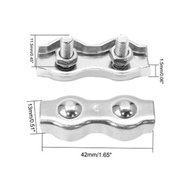 Bonsicoky 10 Pcs M4 Stainless Steel Duplex Wire Rope Clips, Duplex Double Bolt Cable Clamp for 1/8 Inch Diameter Wire Cable