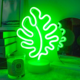 Aslanka Monstera Neon, LED Table Lamp Night Light, Night Light Decor for Bedroom, Christmas Birthday Party, Living Room for Kids Present