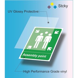 3 x Fire Assembly Point Vinyl Sticker Sign