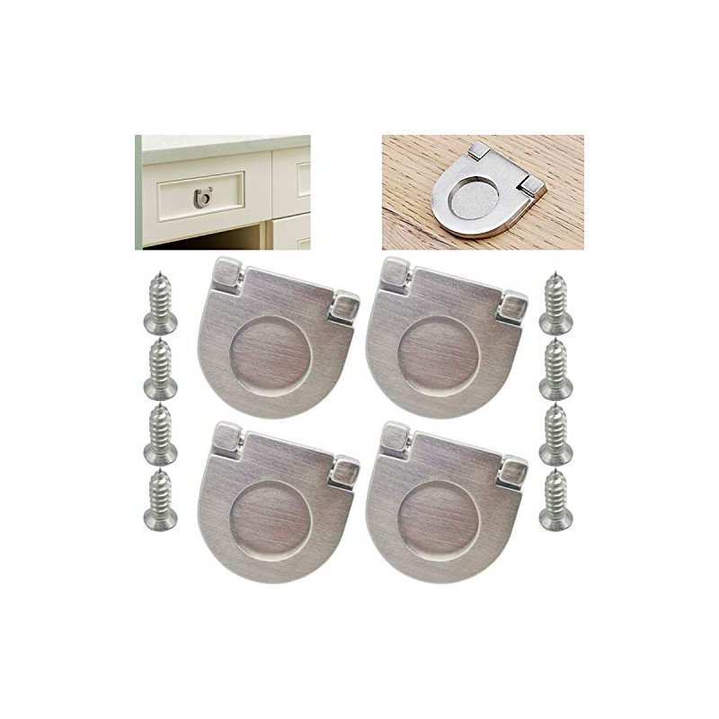 CTRICALVER 4PCS Flush Ring Pull Zinc Alloy Cabinet Drawer Pull