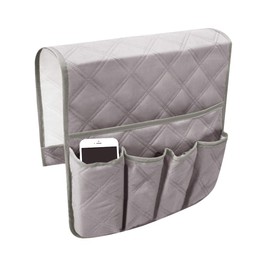 OhMill Minimalist Sofa Armrest Organizer Caddy - Grey, Fits Most Couches, 5 Pockets, Anti-Slip, Washable