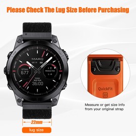 Watch Strap for Garmin Fenix 6 Pro/6/7 Pro/7/5 Plus/5, Quickfit 22mm Nylon Strap for Epix(47mm), Forerunner 965/955/945/935/745, for Instinct/Instinct 2, Approach S60/S62