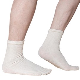 Bedrock Bath Silk Five-Toe Men's Socks 2604, beige