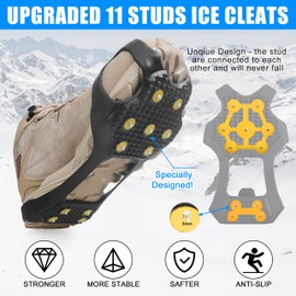 Ice Cleats Snow Cleats for Shoes and Boots Traction Cleats for Snow and Ice Anti Slip Crampons 11 Studs Rubber Overshoe for Walking on Ice and Snow