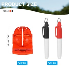 PATIKIL ゴルフボールラインマーカーツール 1セット ゴルフボールアラインメントマーキングツール ラインマーカーステンシル付き 2色 マーカーペンを使用したパッティングボールマーカー 黒＆レッド