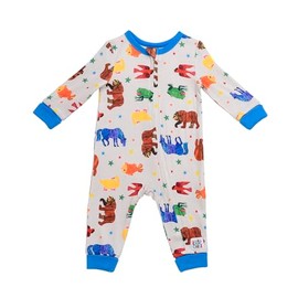 Baby Starters Brown Bear One Piece Zippered Coverall Pajamas (Brushed Jersey, Multi-Color Animal Print, 12M)