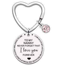 FMCC Nanny Gift Best Nanny Keyring Gifts for Nanny Birthday Christmas from Grandchildren Never Forget That I Love You Forever