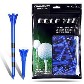 CHAMPKEY Original Plastic Golf Tees 100 Pack | 85 Driver Tees with 15 Iron/Hybrid Tees Mixed Pack | Low Friction and Resistance Golf Plastic Tees
