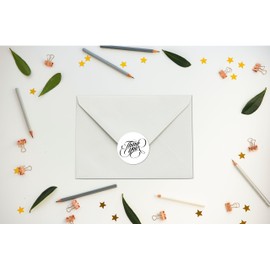 216 Modern Thank You Kisses Stickers, Elegant Chocolate Drops Labels Stickers for Weddings, Bridal Shower Engagement Party Decorations, Favors for Kisses in Black. Made in USA