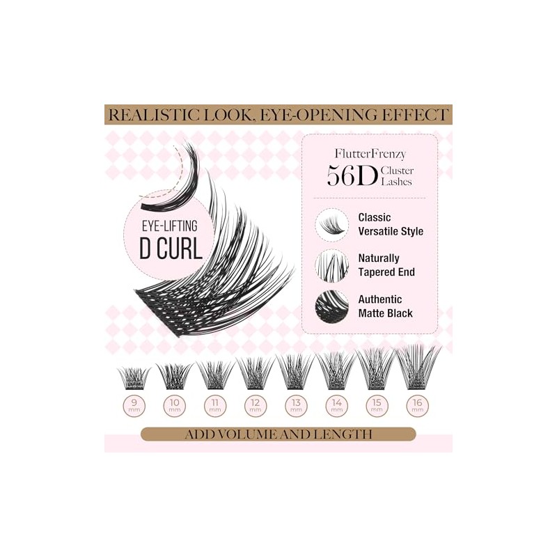 LASHVIEW Eyelash Extension Clusters, 168 Pieces, D Curl Clusters, Eyelash