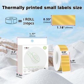 PARLAIM Label Tape 30mm X 14mm (1 1/8" X 1/2") 210 Labels per Roll 10 Rolls 2100 Thermal Stickers Compatible with D30 Label Printer for School Home Office File Folder, Bright Gold