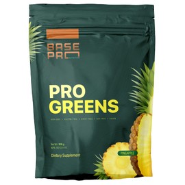 Pro Greens - Pineapple | Base Pro Nutrition | 300 grams - 30 servings | Vegan, Non-GMO, Gluten-Free, Soy-Free, Dairy-Free | Greens, Greens Powder, Greens Blend | Healthy Digestive System, Provides Antioxidant Support, Detoxifies | Spirulina, Spinach, Alf