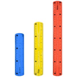 ieron 3Pcs Flexible Ruler Set,Plastic Flexible Rulers,12/8/6 Inch Transparent Colorful Rulers,Shatterproof Bendy Rulers With Rounded Edges for School Office(Color Random)