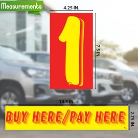 Versa-Tags 2 Dozen BHPH Buy Here Pay Here Car Stickers 11 Dozen Red Yellow Adhesive Vinyl Windshield Pricing Stickers for Cars 1 Dozen Each Number