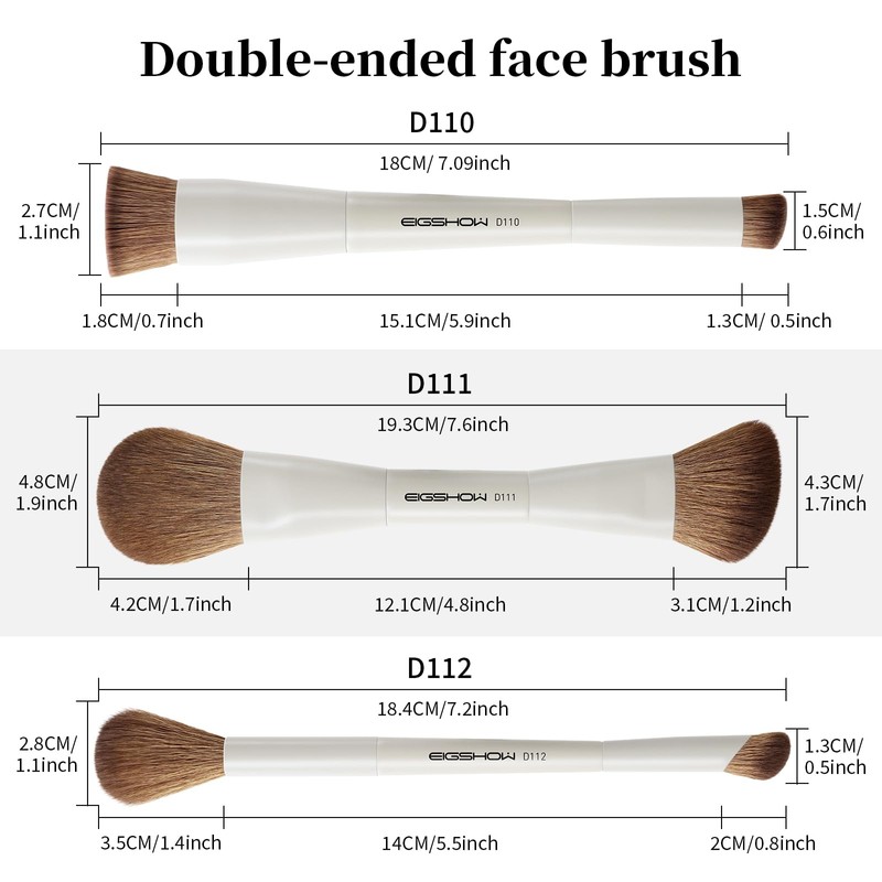EIGSHOW Makeup Brush, Double Head Makeup Brush Set of 3,