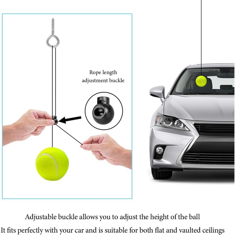 2PC Garage Parking Assistance Tennis Balls, Garage Car Stop Indicator,