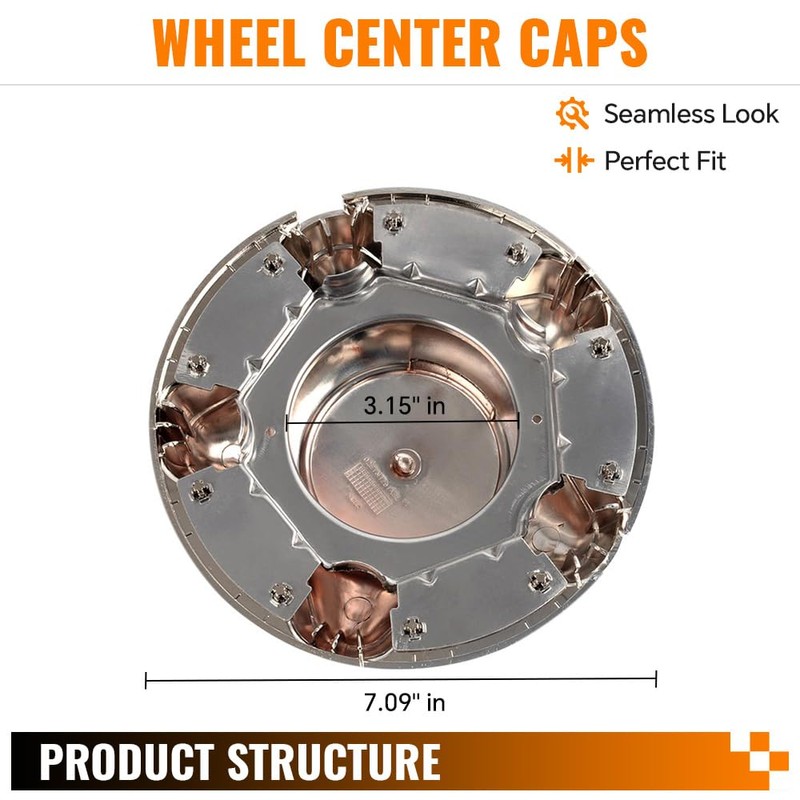 G-PLUS Chrome Wheel Hub Center Caps Cover Replacement with 7"