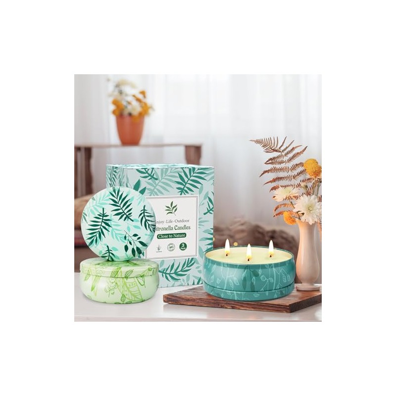 KIYTARBOO Citronella Candles - 3 Pack Large Outdoor Candles