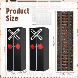 Teenyyou 3 Pcs Train Party Decorations 24 Inch x 20 ft Plastic Railroad Track Aisle Runner 17'' Traffic Crossing Sign Boxes for Wild West Western Theme Birthday Home Table Floor Wall Decor (Classic)