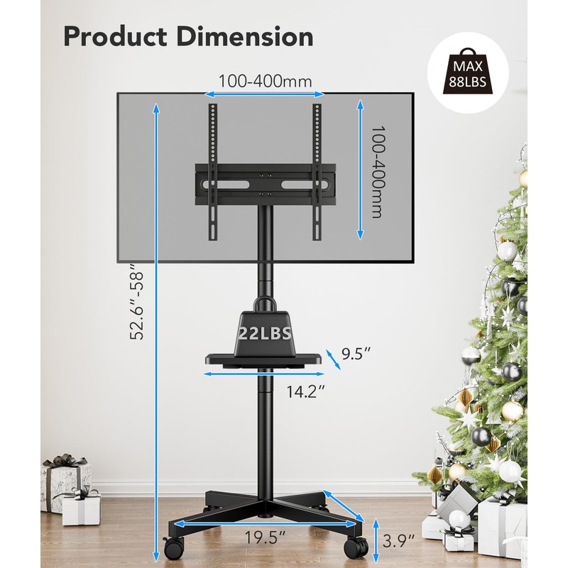 AX WABER Mobile TV Stand for 23-60 Inch LCD LED