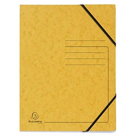 Exacompta 555419E Pack of 5, Premium Corner Folder Made in Germany Made of Extra Strong Colorspan Cardboard DIN A4 with 2 Elastic Bands, Document Folder, Ideal for the Office and School, Yellow