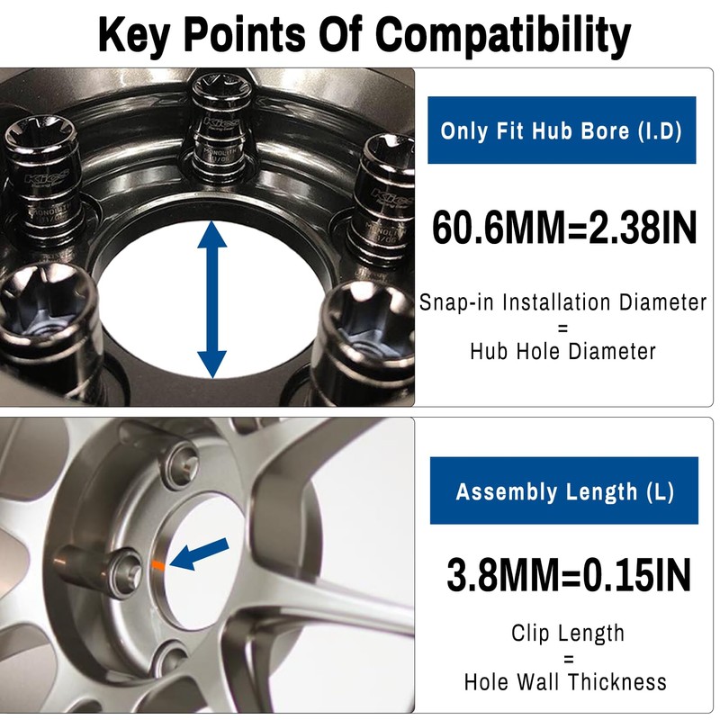 GTownWorks 2.6in Wheel Center Caps 66mm ABS Plastic Wheel Center