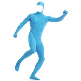 Aniler Men's and Women's Spandex Open Face Full Body Zentai Costume Bodysuit (Small, Light Blue)
