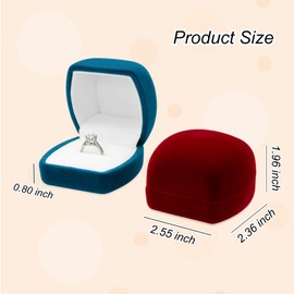 FuninCrea Simple Velvet Ring Box Ring Holder Ring Box Wedding Portable Ring Box Ring Storage Small Engagement Ring Box Ring Boxes for Proposal Engagement Wedding (Red)