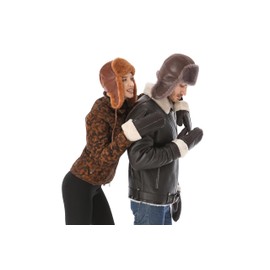 Zavelio Unisex Shearling Sheepskin Aviator Russian Bomber Hat Medium Cashmere