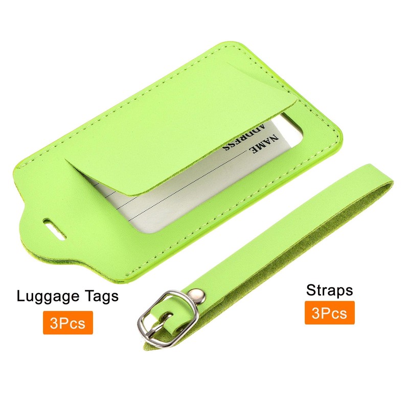MECCANIXITY Luggage Tag PU Holders, 12x7cm Baggage Label Identifier with