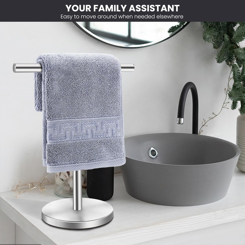 Zitalupy T-Shape Bath Hand Towel Holder Stand, Stainless Steel Free