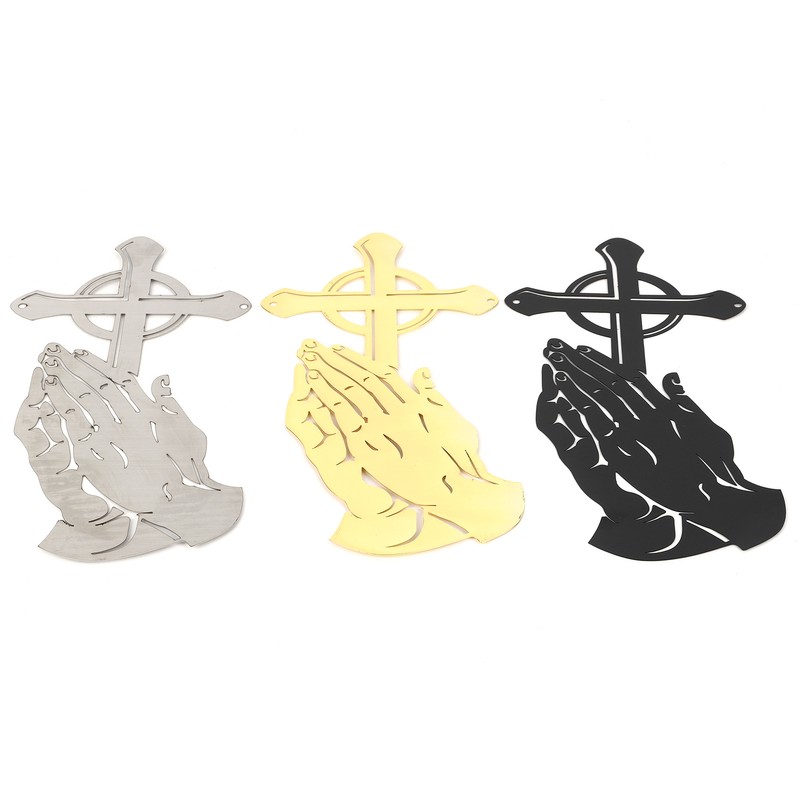 3PCS/Set Peaceful Praying Hands Wall Decor with Religious Cross Garden