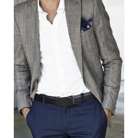 BOSTANTEN Men's Leather Belt with Ratchet Automatic Buckle Business Suit Belt Width 35 mm, Size Adjustable, A-002-Black